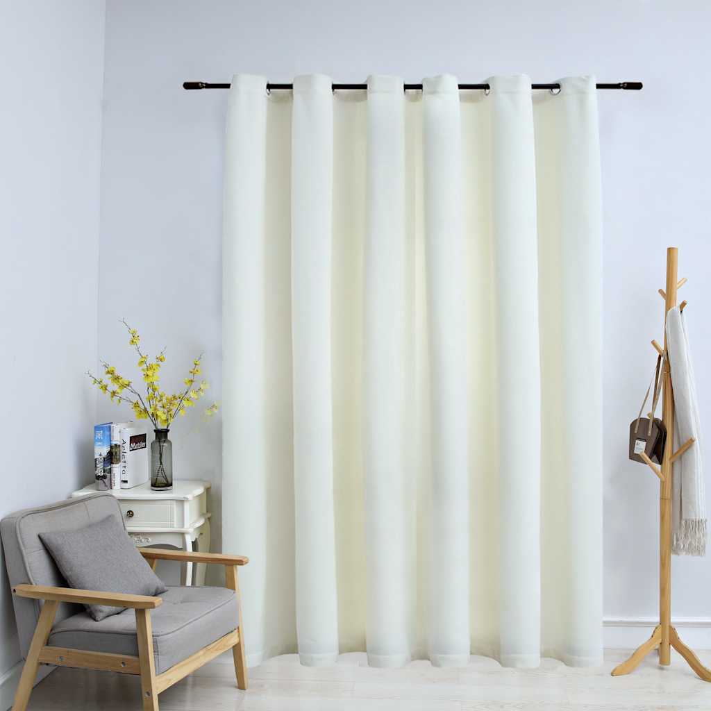 Gordijn verduisterend met ringen 290x245 cm fluweel crème is nu te koop bij PeponiXL, paradijselijk wonen!