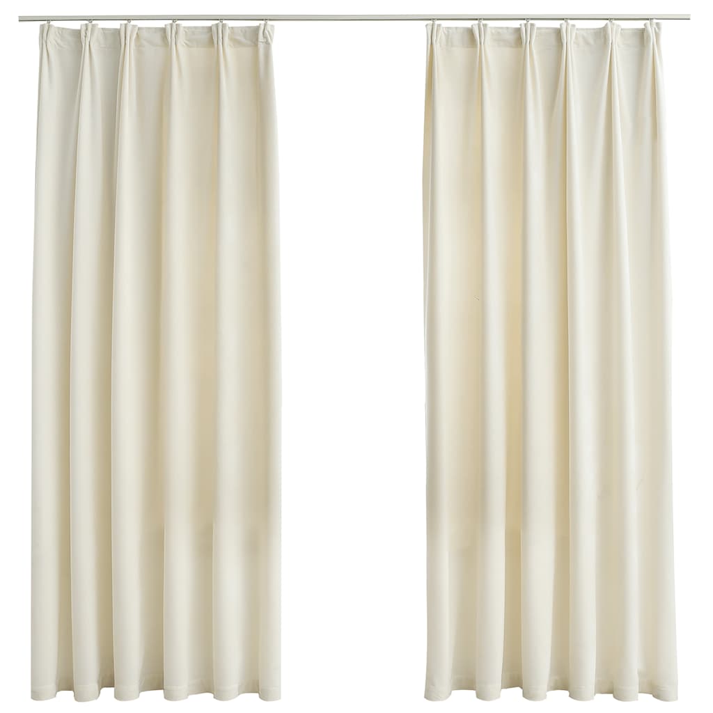 Gordijnen verduisterend 2 st met haken 140x175 cm fluweel crème is nu te koop bij PeponiXL, paradijselijk wonen!