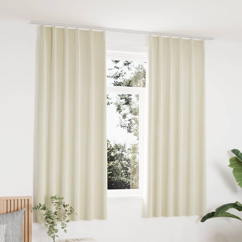 Gordijnen verduisterend 2 st met haken 140x175 cm fluweel crème is nu te koop bij PeponiXL, paradijselijk wonen!