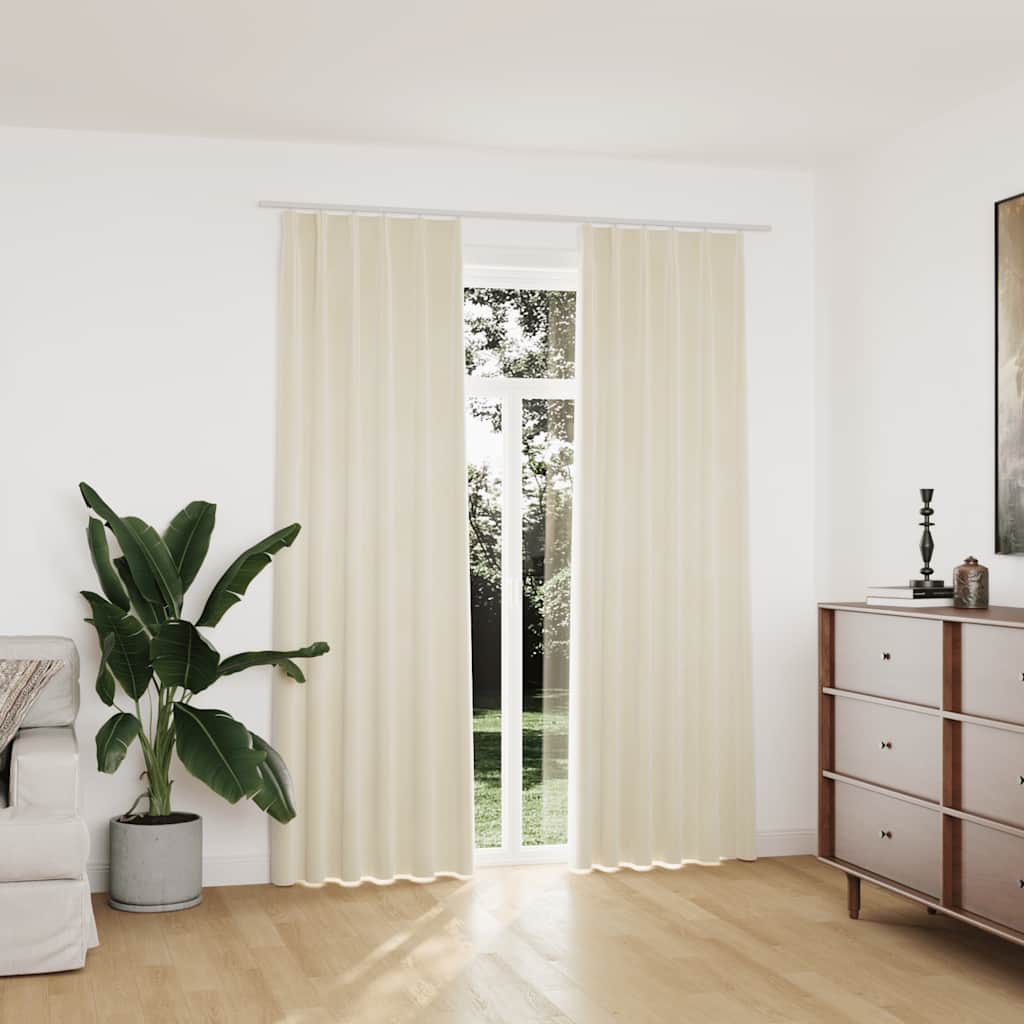 Gordijnen verduisterend 2 st met haken 140x225 cm fluweel crème is nu te koop bij PeponiXL, paradijselijk wonen!