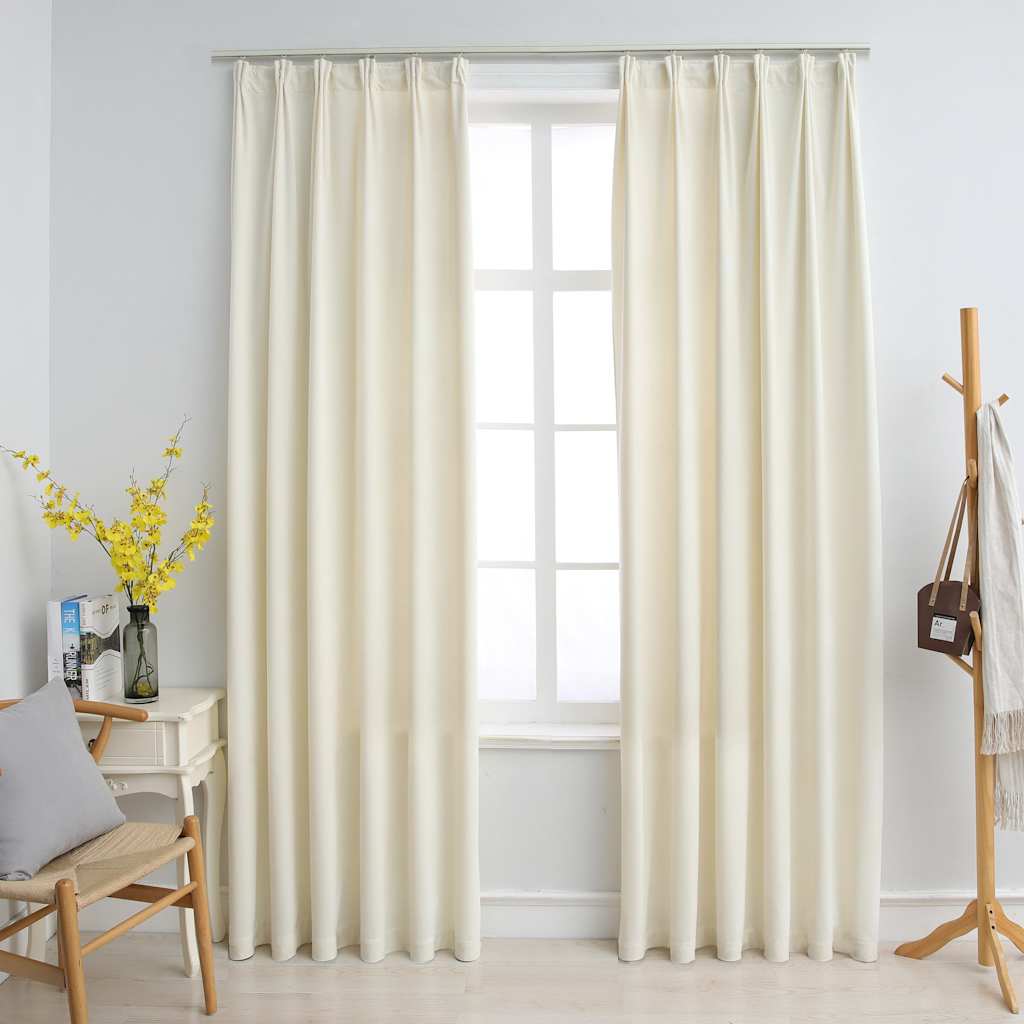 Gordijnen verduisterend 2 st met haken 140x245 cm fluweel crème is nu te koop bij PeponiXL, paradijselijk wonen!