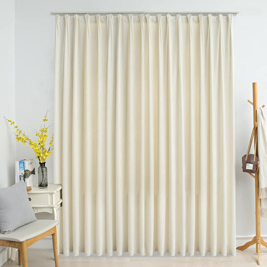 Gordijn verduisterend met haken 290x245 cm fluweel crème is nu te koop bij PeponiXL, paradijselijk wonen!