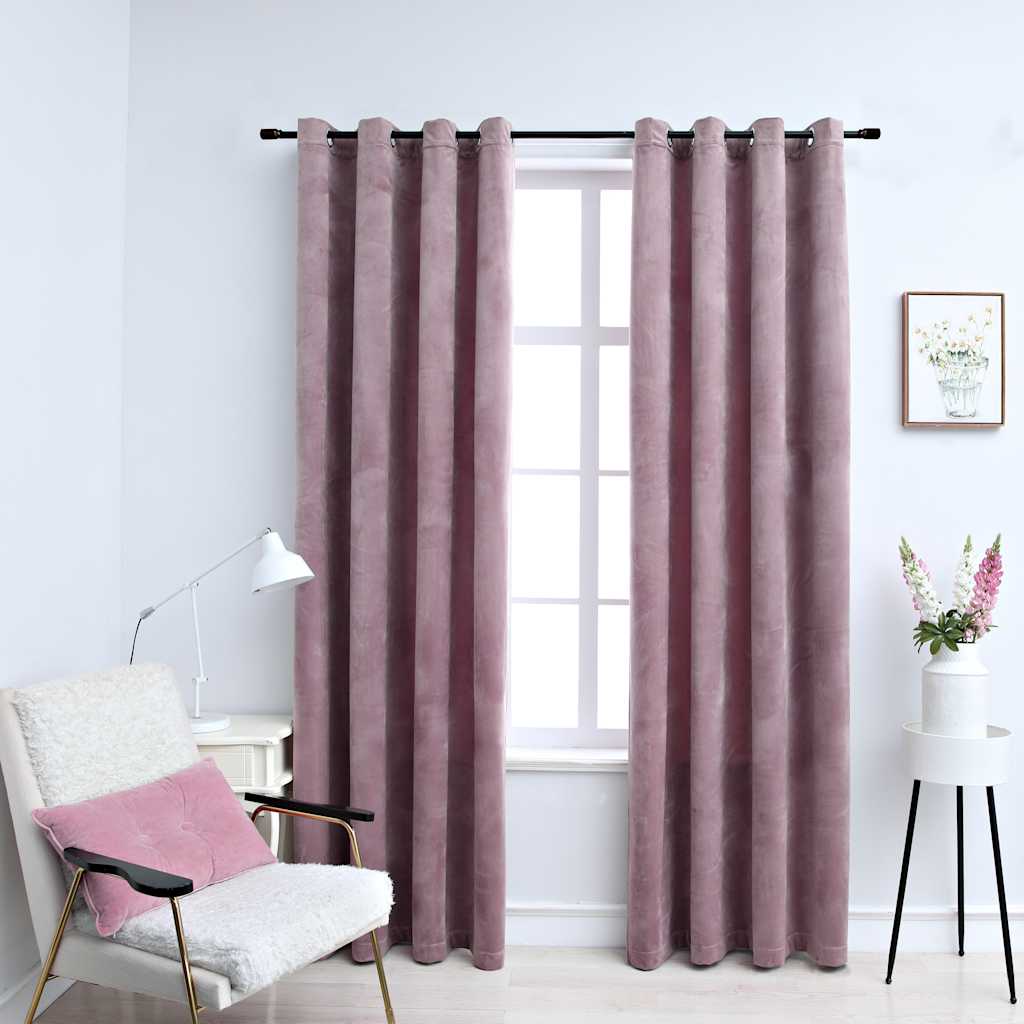 Gordijnen verduisterend met ringen 2 st 140x245 cm fluweel roze is nu te koop bij PeponiXL, paradijselijk wonen!