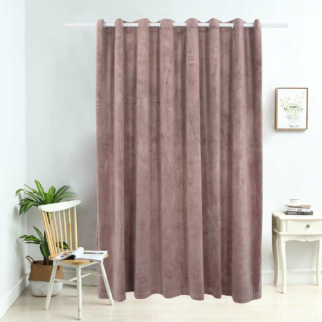 Gordijn verduisterend met ringen 290x245 cm fluweel antiekroze is nu te koop bij PeponiXL, paradijselijk wonen!