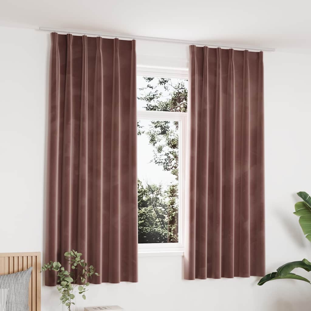 Gordijnen verduisterend 2 st met haken 140x175 cm fluweel roze is nu te koop bij PeponiXL, paradijselijk wonen!