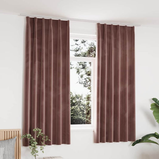 Gordijnen verduisterend 2 st met haken 140x175 cm fluweel roze is nu te koop bij PeponiXL, paradijselijk wonen!