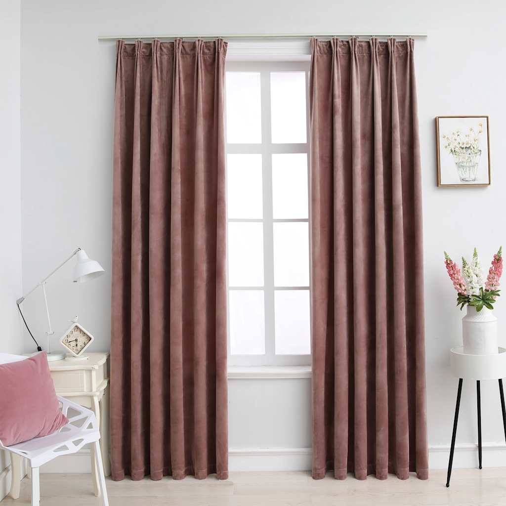 Gordijnen verduisterend 2 st met haken 140x225 cm fluweel roze is nu te koop bij PeponiXL, paradijselijk wonen!