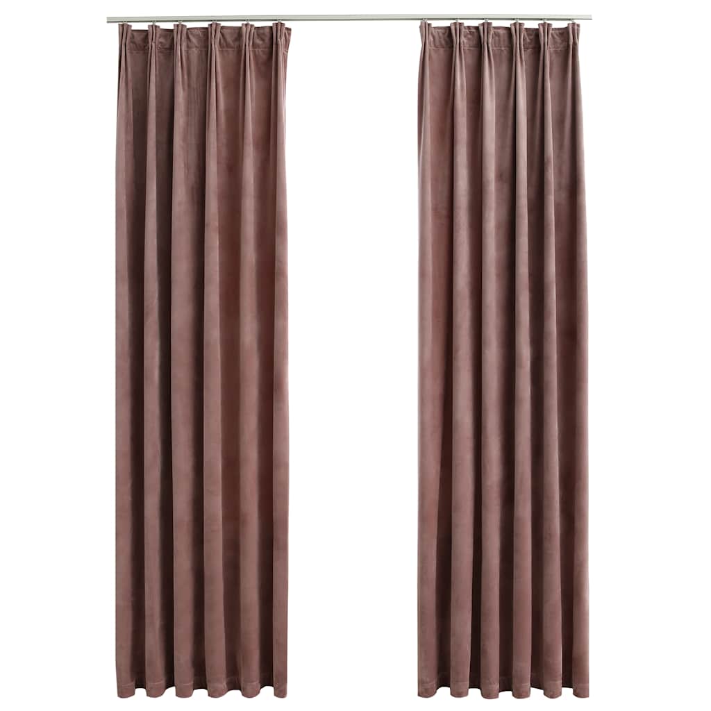 Gordijnen verduisterend 2 st met haken 140x245 cm fluweel roze is nu te koop bij PeponiXL, paradijselijk wonen!