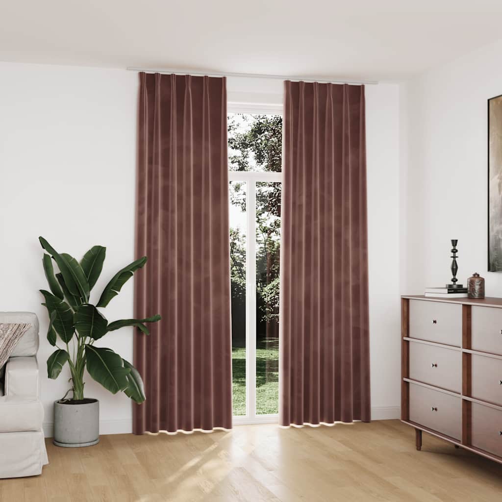 Gordijnen verduisterend 2 st met haken 140x245 cm fluweel roze is nu te koop bij PeponiXL, paradijselijk wonen!