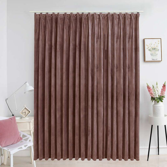 Gordijn verduisterend met haken 290x245 cm fluweel antiekroze is nu te koop bij PeponiXL, paradijselijk wonen!