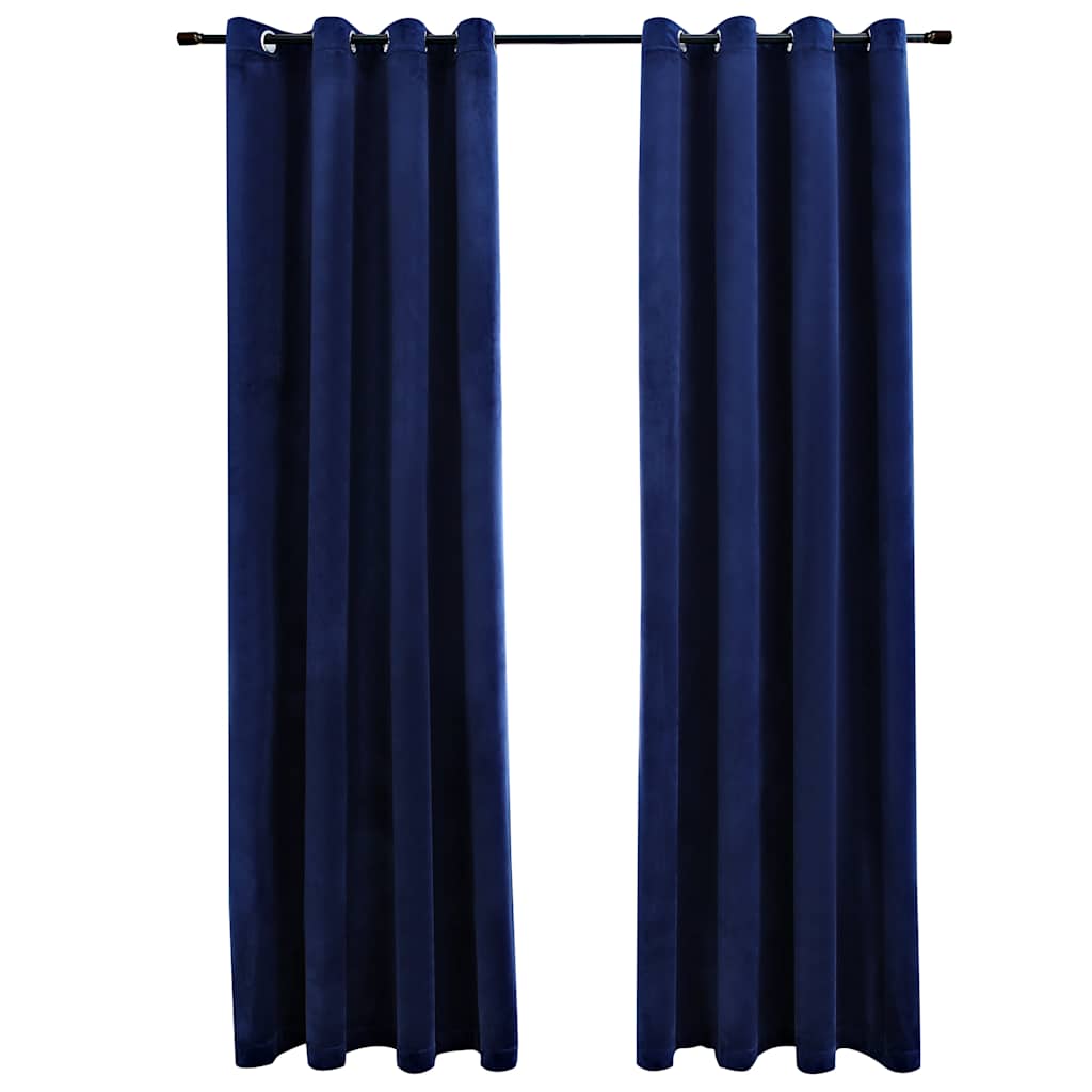 Gordijn verduisterend met ringen 2 st 140x225 cm fluweel blauw is nu te koop bij PeponiXL, paradijselijk wonen!