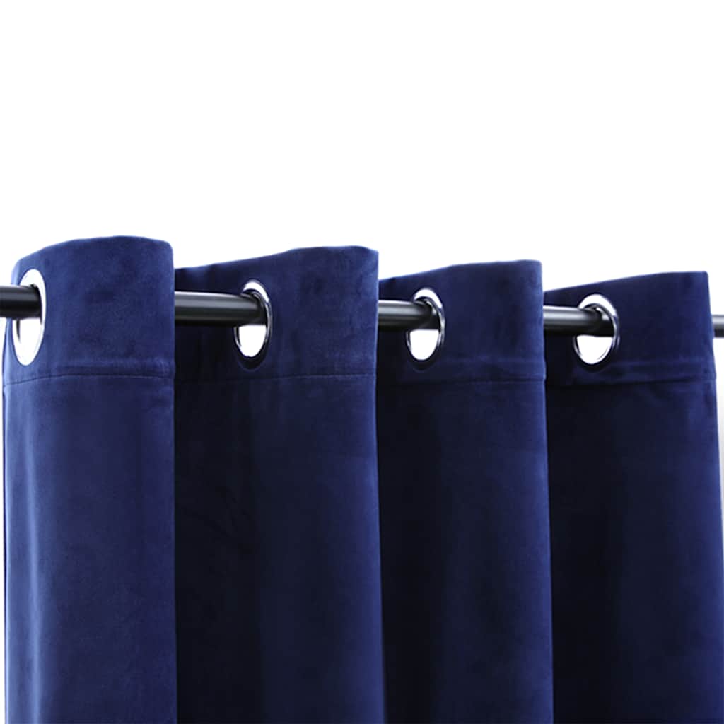 Gordijn verduisterend met ringen 2 st 140x245 cm fluweel blauw is nu te koop bij PeponiXL, paradijselijk wonen!