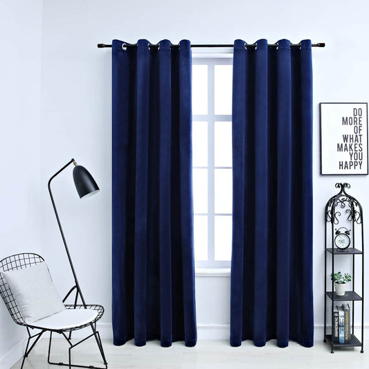 Gordijn verduisterend met ringen 2 st 140x245 cm fluweel blauw is nu te koop bij PeponiXL, paradijselijk wonen!