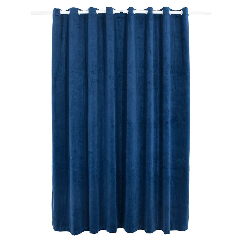 Gordijn verduisterend met ringen 290x245 cm fluweel blauw is nu te koop bij PeponiXL, paradijselijk wonen!