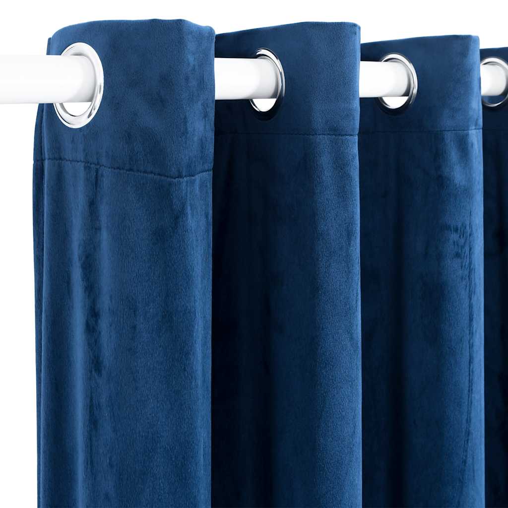 Gordijn verduisterend met ringen 290x245 cm fluweel blauw is nu te koop bij PeponiXL, paradijselijk wonen!