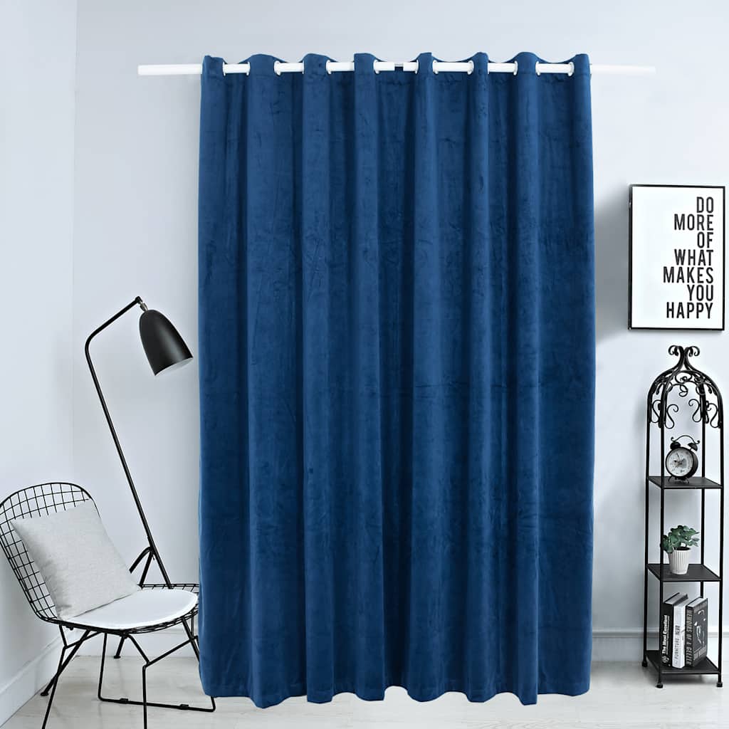 Gordijn verduisterend met ringen 290x245 cm fluweel blauw is nu te koop bij PeponiXL, paradijselijk wonen!