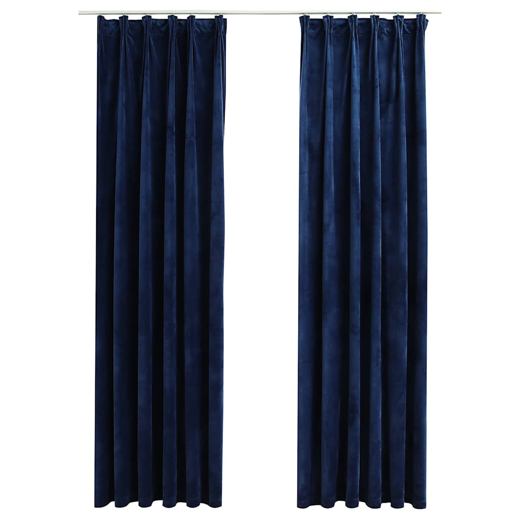 Gordijnen verduisterend 2 st met haken 140x175 cm fluweel blauw is nu te koop bij PeponiXL, paradijselijk wonen!