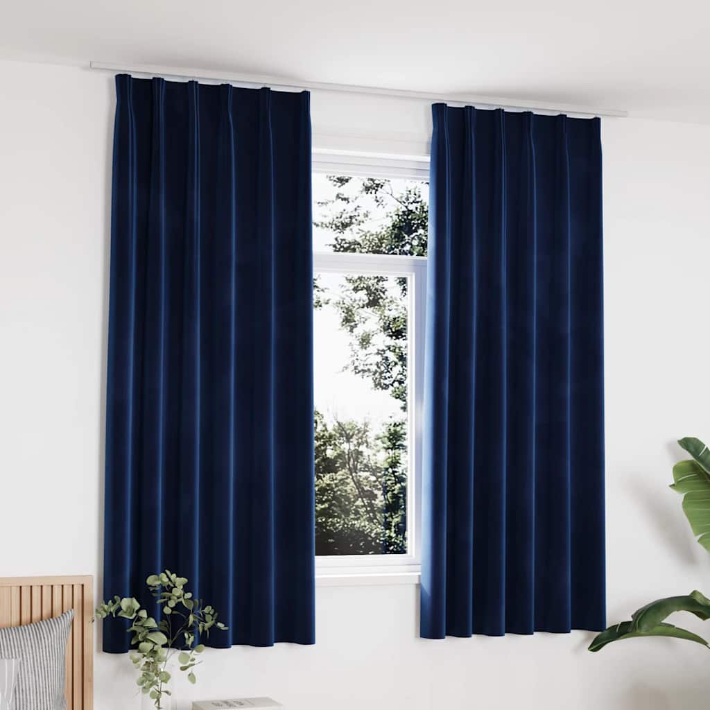 Gordijnen verduisterend 2 st met haken 140x175 cm fluweel blauw is nu te koop bij PeponiXL, paradijselijk wonen!