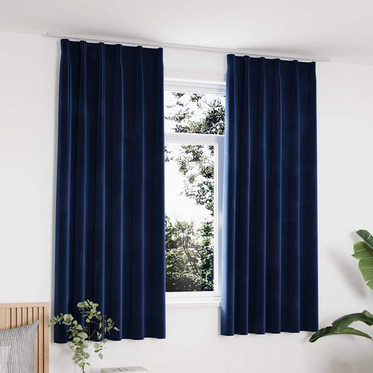 Gordijnen verduisterend 2 st met haken 140x175 cm fluweel blauw is nu te koop bij PeponiXL, paradijselijk wonen!
