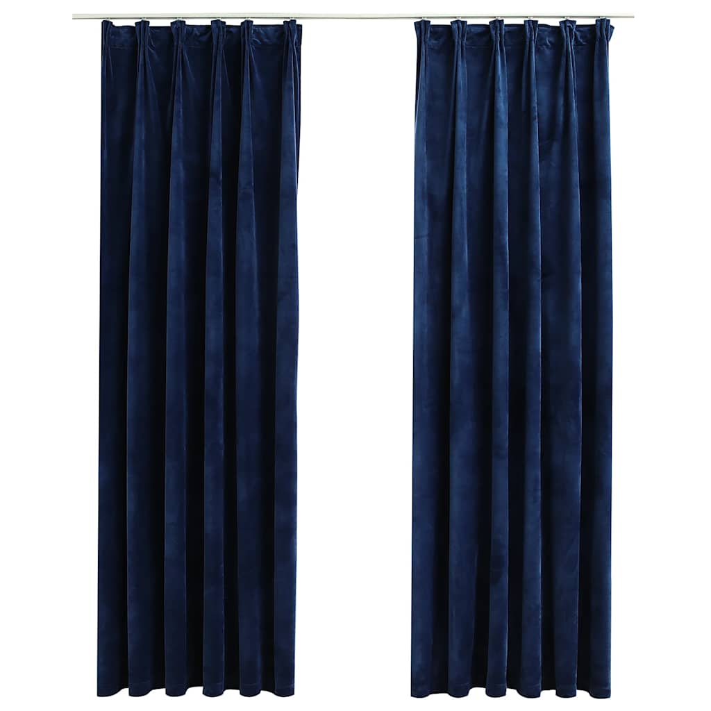 Gordijnen verduisterend 2 st met haken 140x225 cm fluweel blauw is nu te koop bij PeponiXL, paradijselijk wonen!