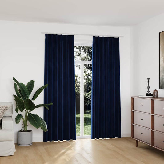 Gordijnen verduisterend 2 st met haken 140x225 cm fluweel blauw is nu te koop bij PeponiXL, paradijselijk wonen!