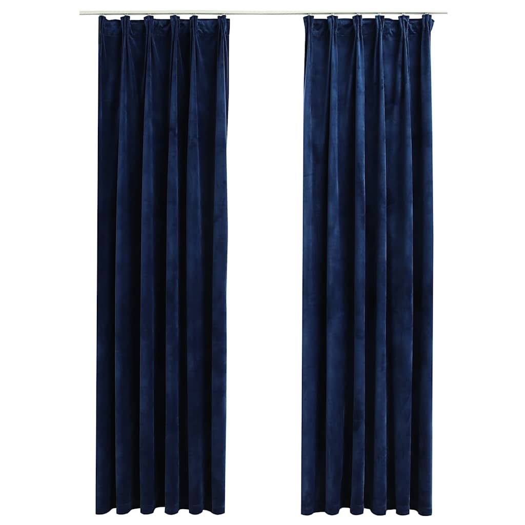 Gordijnen verduisterend 2 st met haken 140x245 cm fluweel blauw is nu te koop bij PeponiXL, paradijselijk wonen!
