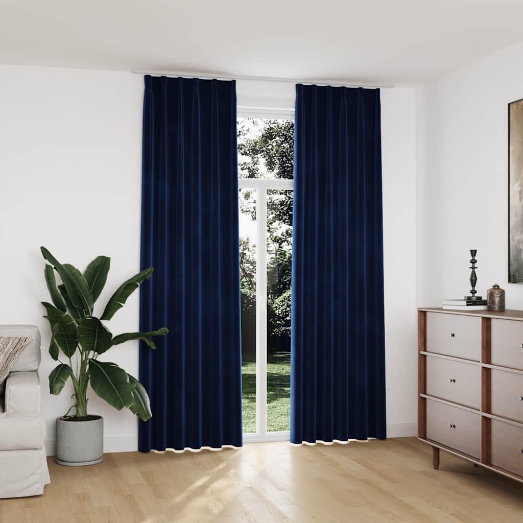 Gordijnen verduisterend 2 st met haken 140x245 cm fluweel blauw is nu te koop bij PeponiXL, paradijselijk wonen!