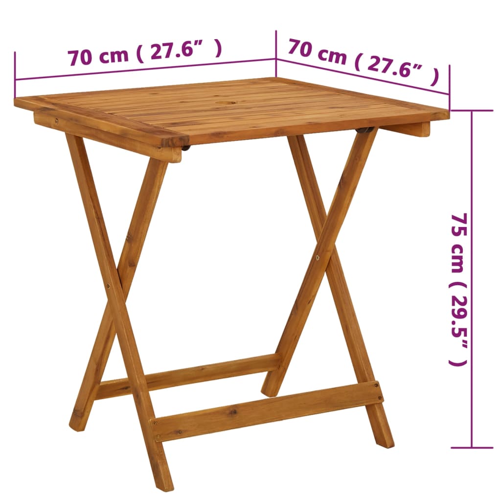 Tuintafel inklapbaar 70x70x75 cm massief acaciahout is nu te koop bij PeponiXL, paradijselijk wonen!