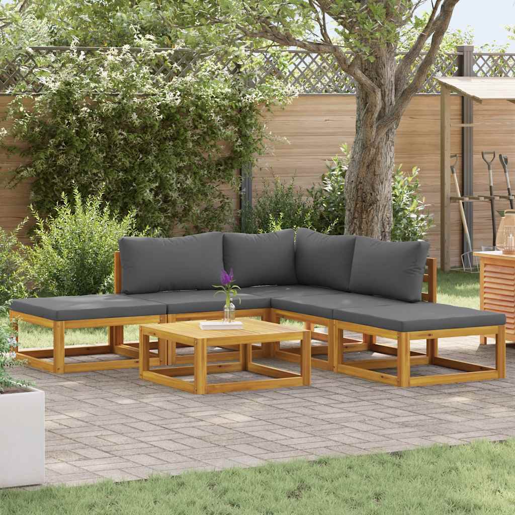 6-delige Loungeset met kussens massief acaciahout is nu te koop bij PeponiXL, paradijselijk wonen!