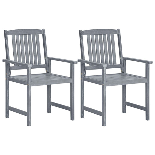 Tuinstoelen 2 st massief acaciahout grijs is nu te koop bij PeponiXL, paradijselijk wonen!