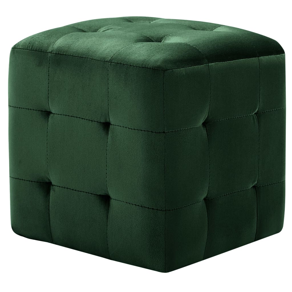 Poef 2 st 30x30x30 cm fluweel groen is nu te koop bij PeponiXL, paradijselijk wonen!