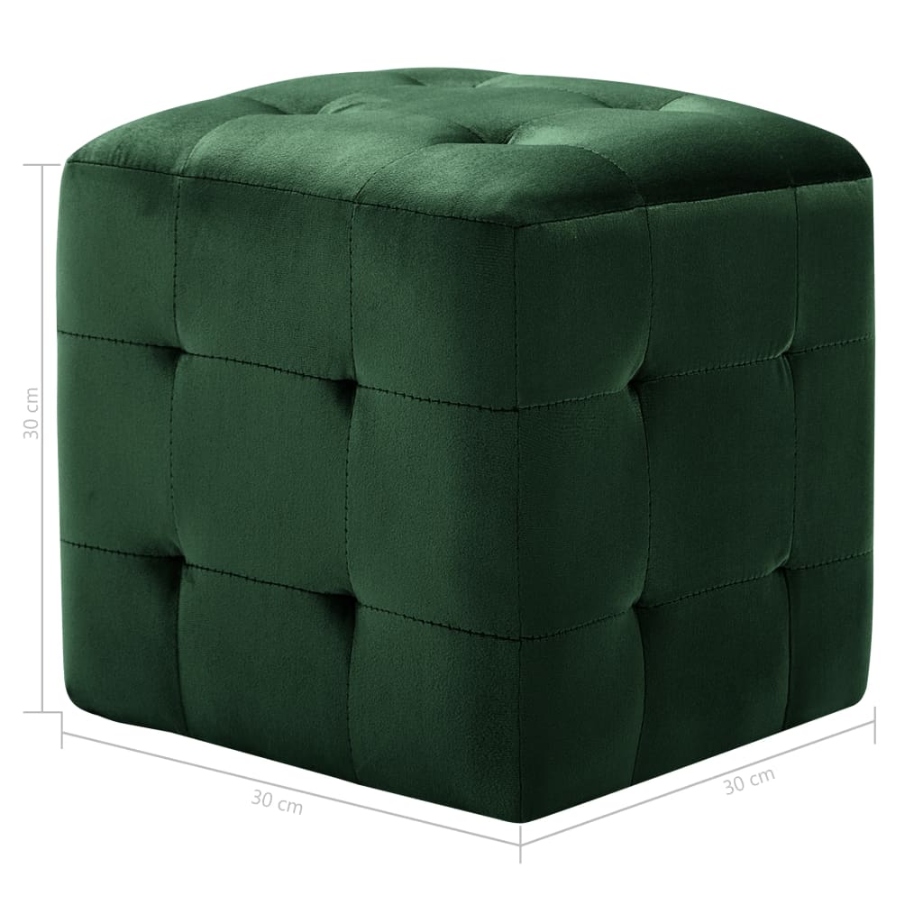 Poef 2 st 30x30x30 cm fluweel groen is nu te koop bij PeponiXL, paradijselijk wonen!