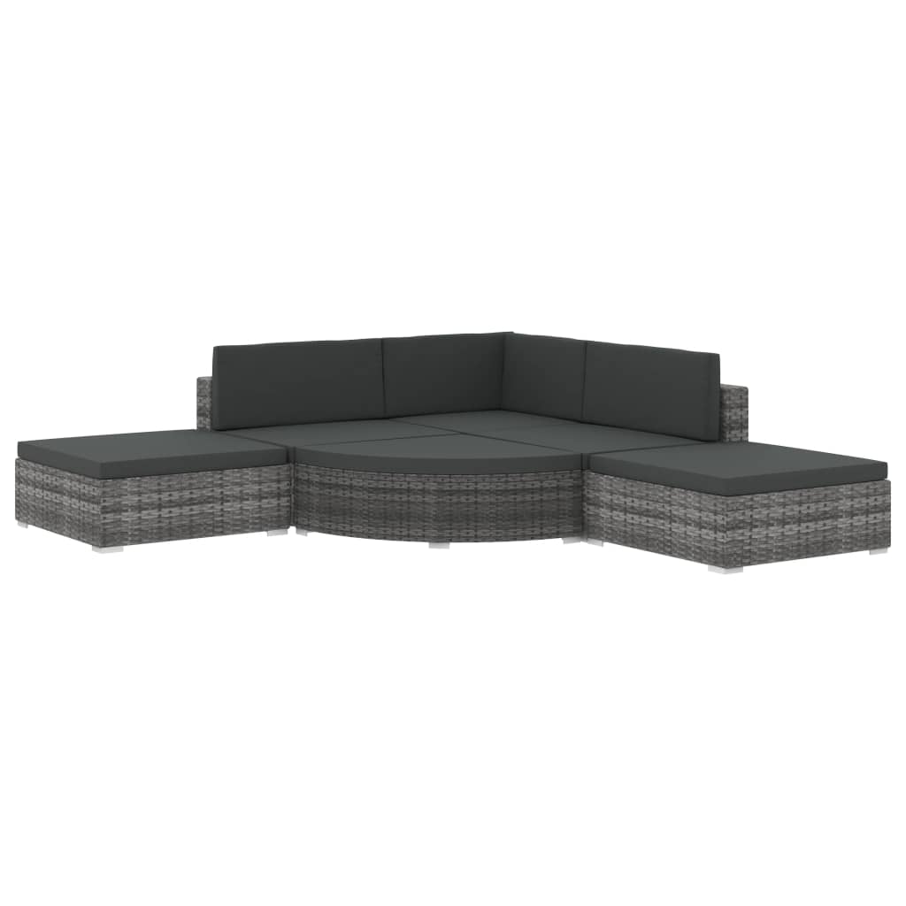 6-delige Loungeset met kussens poly rattan grijs is nu te koop bij PeponiXL, paradijselijk wonen!