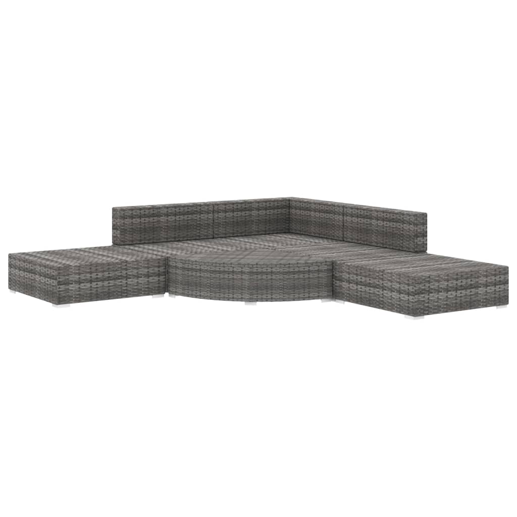 6-delige Loungeset met kussens poly rattan grijs is nu te koop bij PeponiXL, paradijselijk wonen!
