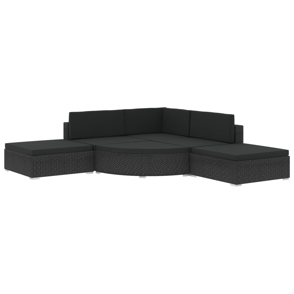 6-delige Loungeset met kussens poly rattan zwart is nu te koop bij PeponiXL, paradijselijk wonen!