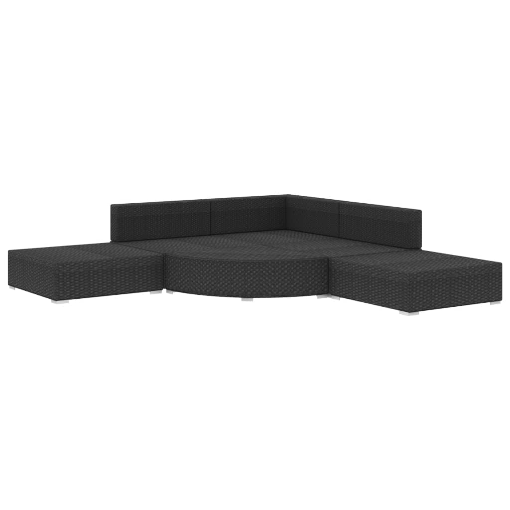 6-delige Loungeset met kussens poly rattan zwart is nu te koop bij PeponiXL, paradijselijk wonen!