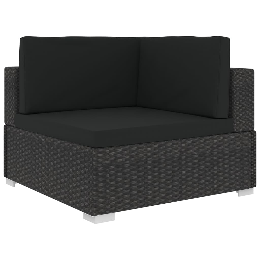 5-delige Loungeset met kussens poly rattan zwart is nu te koop bij PeponiXL, paradijselijk wonen!