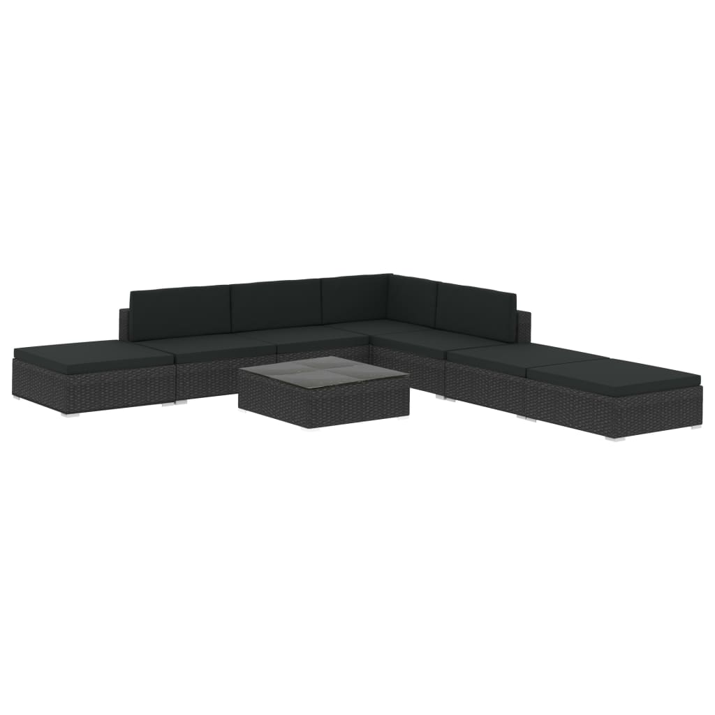 8-delige Loungeset met kussens poly rattan zwart is nu te koop bij PeponiXL, paradijselijk wonen!