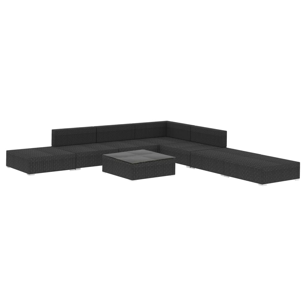 8-delige Loungeset met kussens poly rattan zwart is nu te koop bij PeponiXL, paradijselijk wonen!