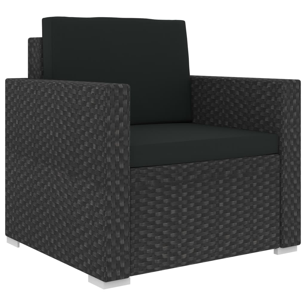12-delige Loungeset met kussens poly rattan zwart is nu te koop bij PeponiXL, paradijselijk wonen!