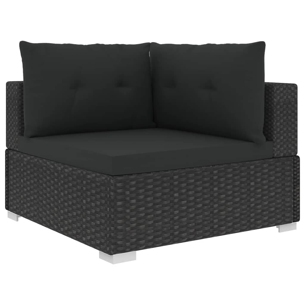 10-delige Loungeset met kussens poly rattan zwart is nu te koop bij PeponiXL, paradijselijk wonen!