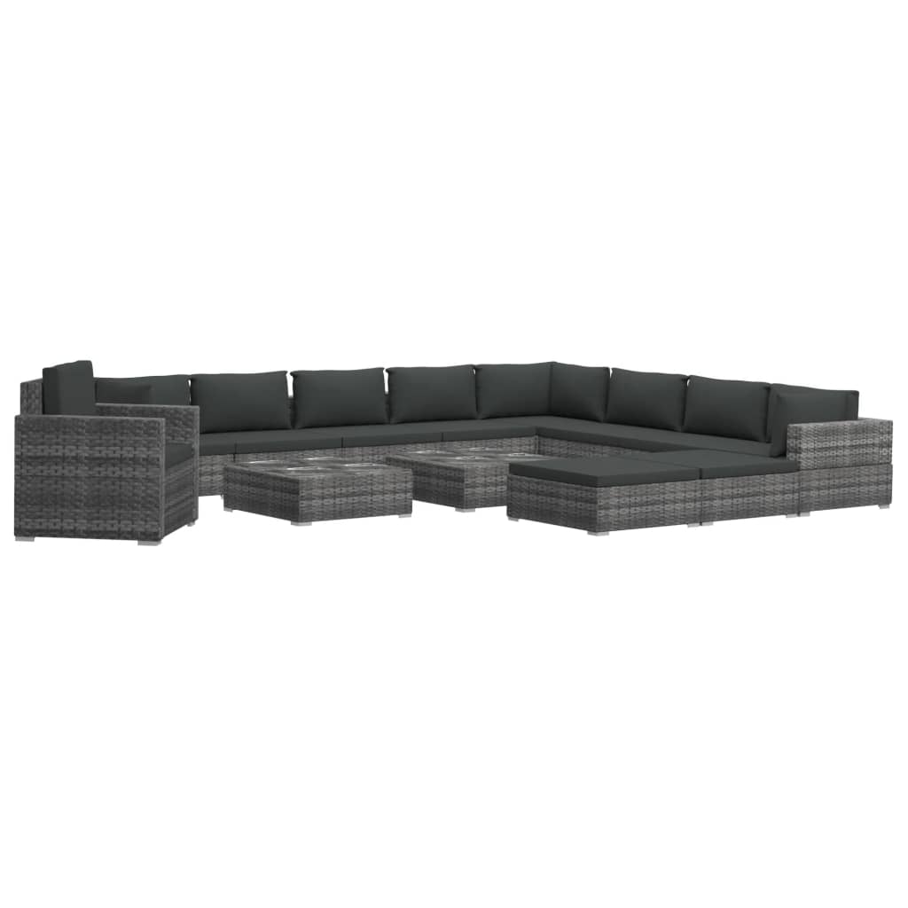 13-delige Loungeset met kussens poly rattan grijs is nu te koop bij PeponiXL, paradijselijk wonen!