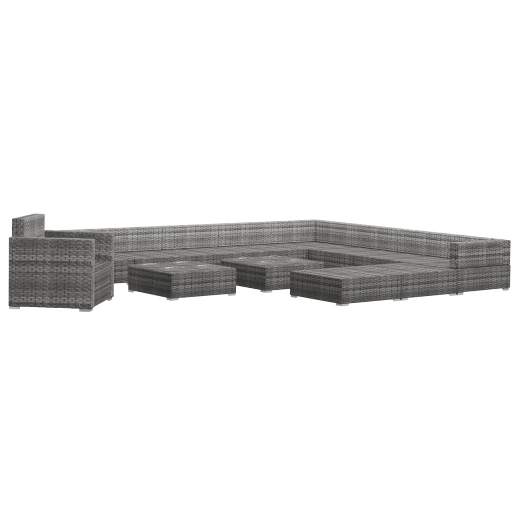 13-delige Loungeset met kussens poly rattan grijs is nu te koop bij PeponiXL, paradijselijk wonen!