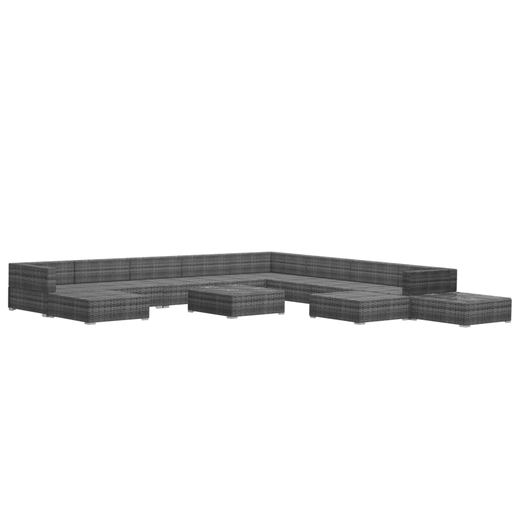 12-delige Loungeset met kussens poly rattan grijs is nu te koop bij PeponiXL, paradijselijk wonen!