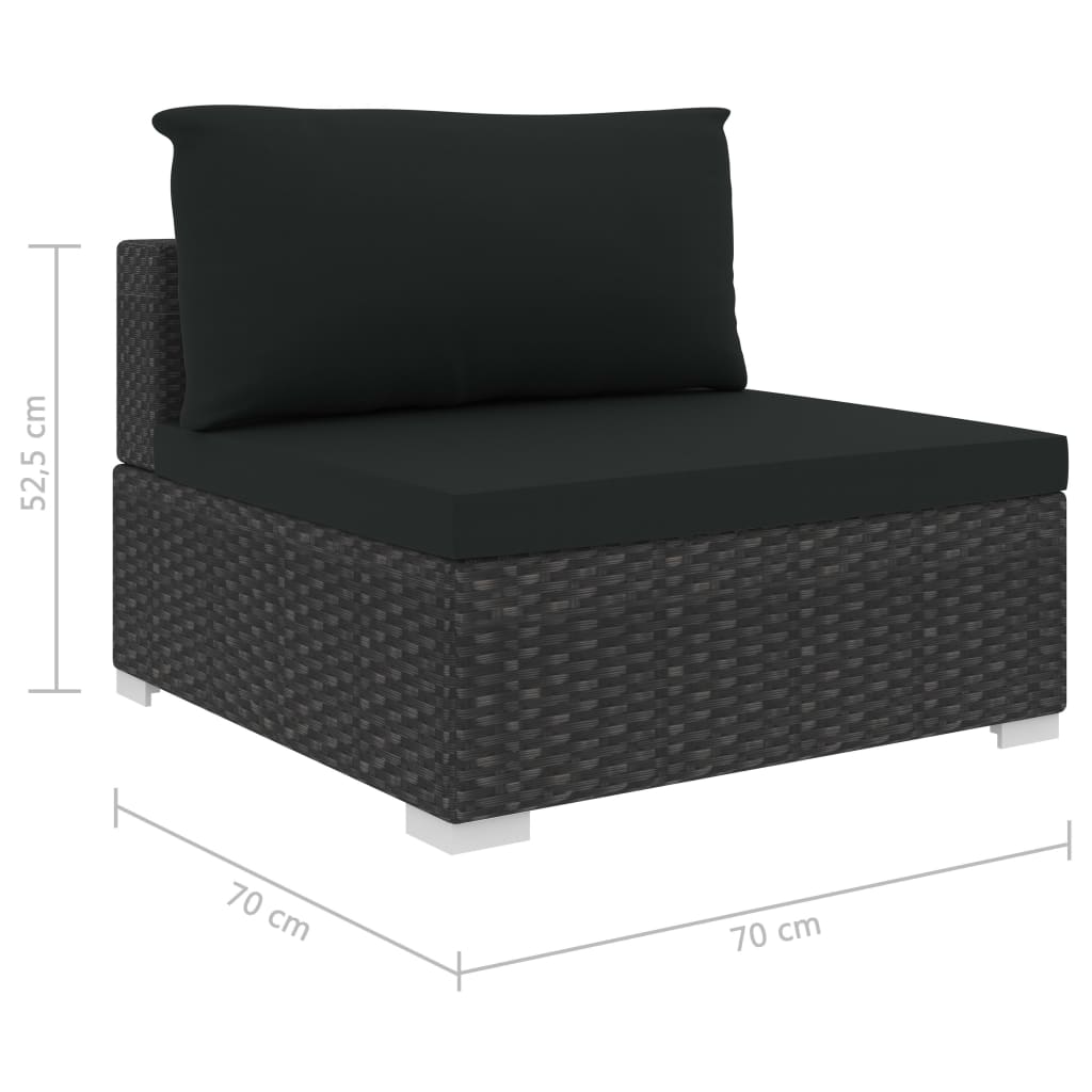 12-delige Loungeset met kussens poly rattan zwart is nu te koop bij PeponiXL, paradijselijk wonen!