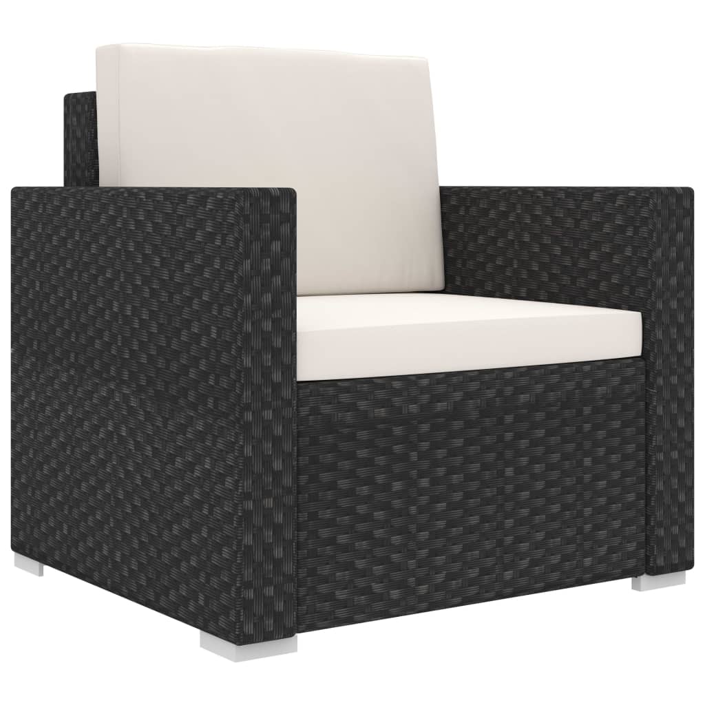 8-delige Loungeset met kussens poly rattan zwart is nu te koop bij PeponiXL, paradijselijk wonen!