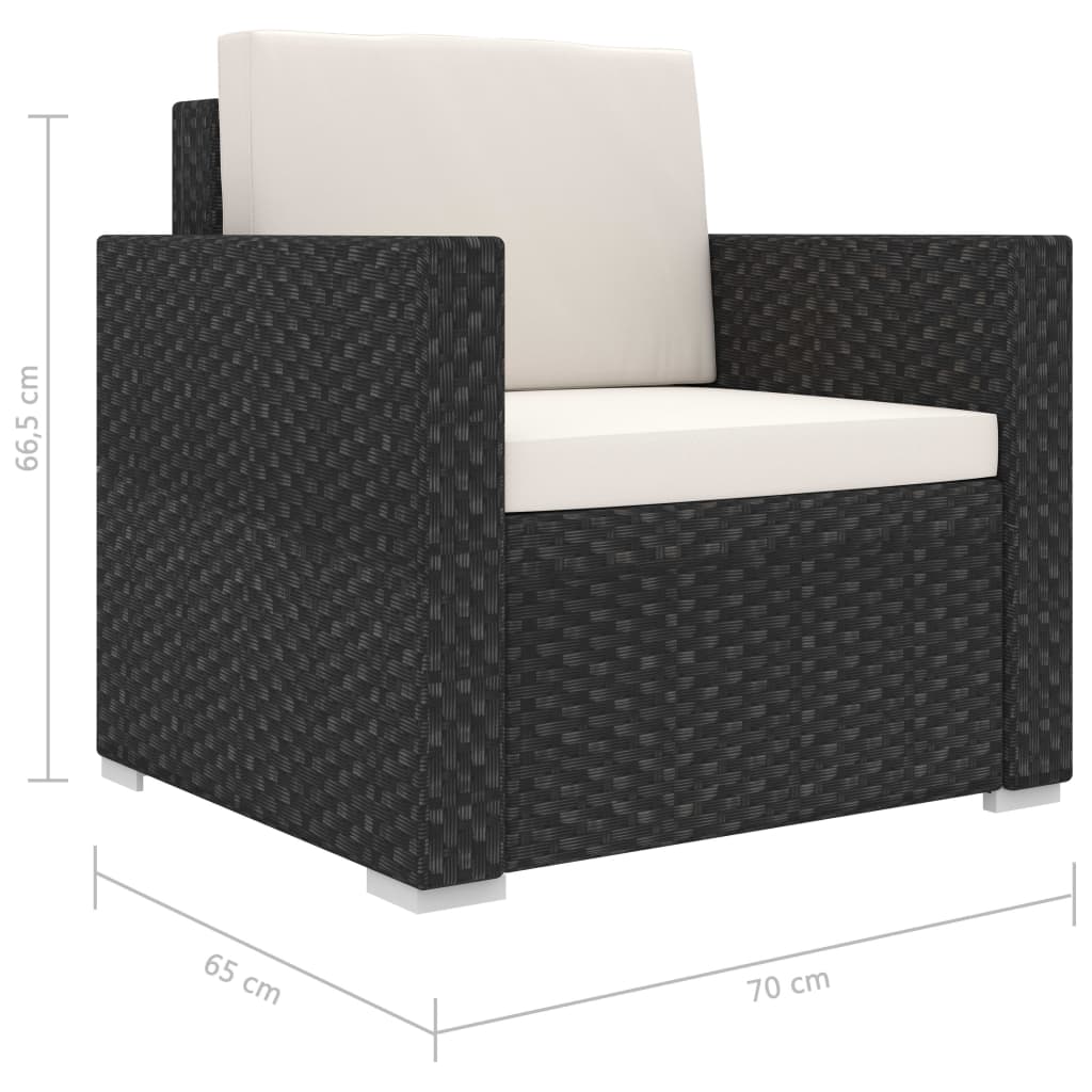 8-delige Loungeset met kussens poly rattan zwart is nu te koop bij PeponiXL, paradijselijk wonen!