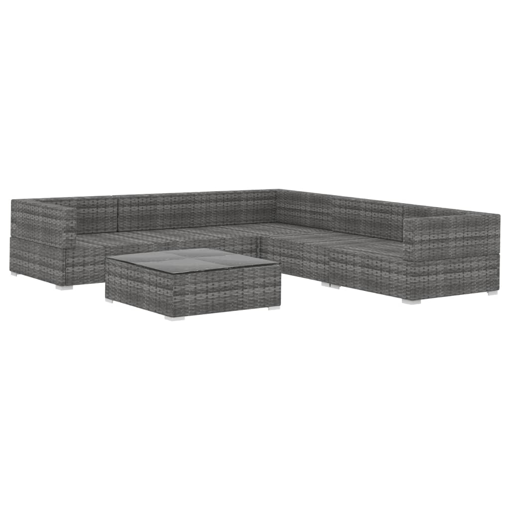 6-delige Loungeset met kussens poly rattan grijs is nu te koop bij PeponiXL, paradijselijk wonen!