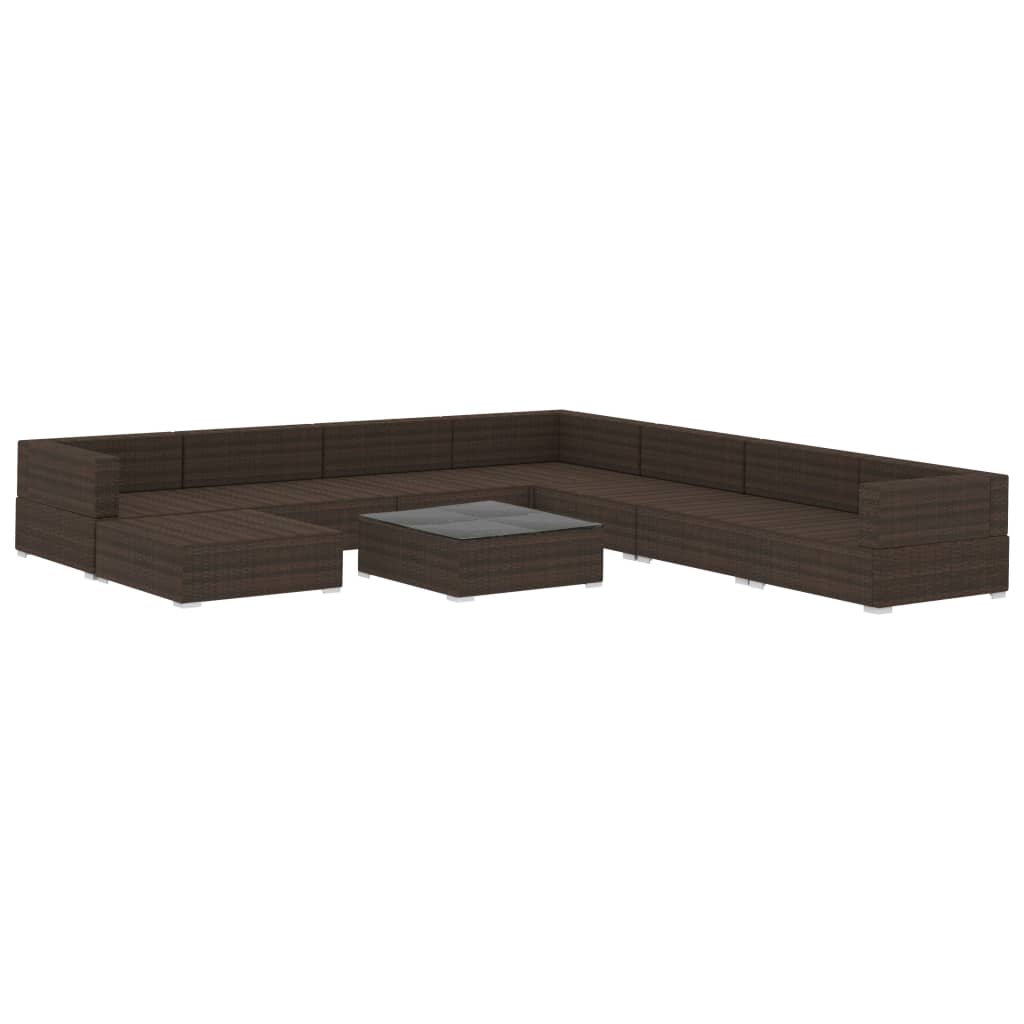 9-delige Loungeset met kussens poly rattan bruin is nu te koop bij PeponiXL, paradijselijk wonen!