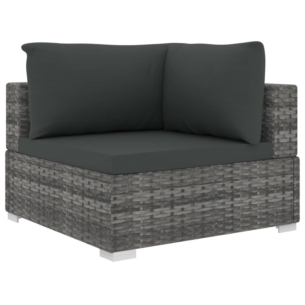 4-delige Loungeset met kussens poly rattan grijs is nu te koop bij PeponiXL, paradijselijk wonen!
